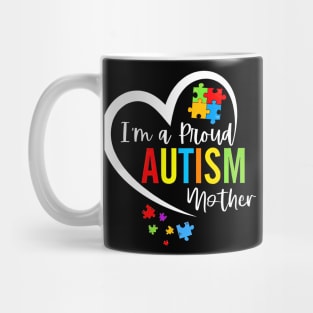 I'm A Proud Autism Mother Heart Autism Awareness Puzzle Mug